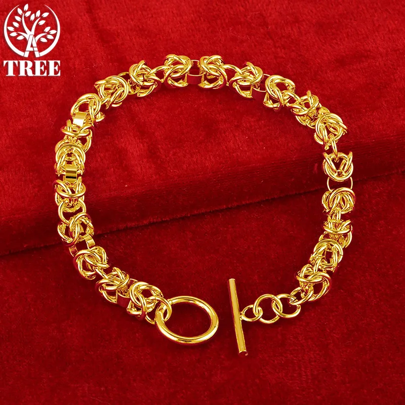 

ALITREE 24K Yellow Gold Dragon's Head Link Chain Bracelet For Woman Men Party Wedding Fashion Jewelry Birthday Christmas Gifts