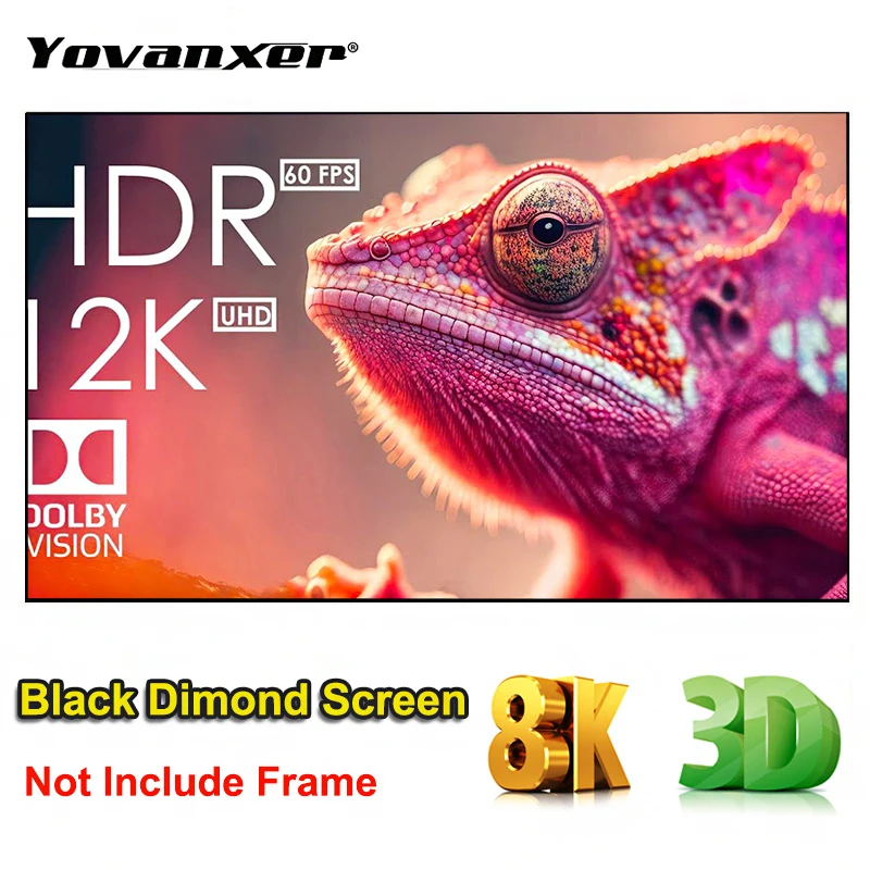 2025 ALR CLR شاشة عرض الماس الأسود فقط النسيج المحيط ضوء رفض شاشة الإسقاط لجهاز عرض طويل رمي ثلاثية الأبعاد 8K
