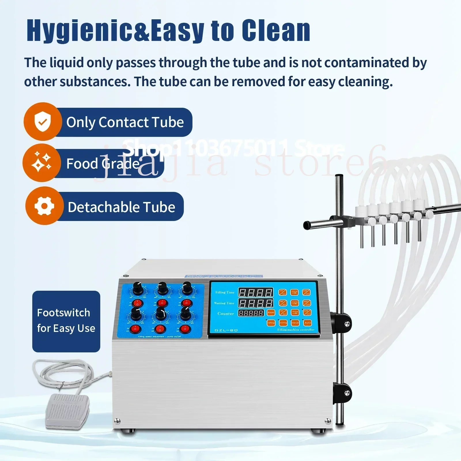 6-Head Liquid Filling Machine Semi-Automatic 5L Bottle Filler Digital Pump LCD Stainless Steel