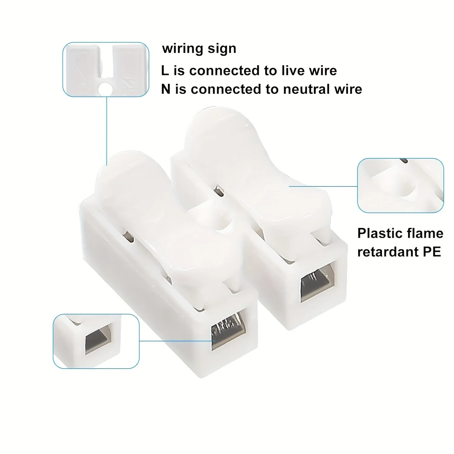 Quick Wire Connectors 1P 2P Screwless Spring Clamp Terminal Block No Soldering Cable Terminals For Electronic Wiring Connection