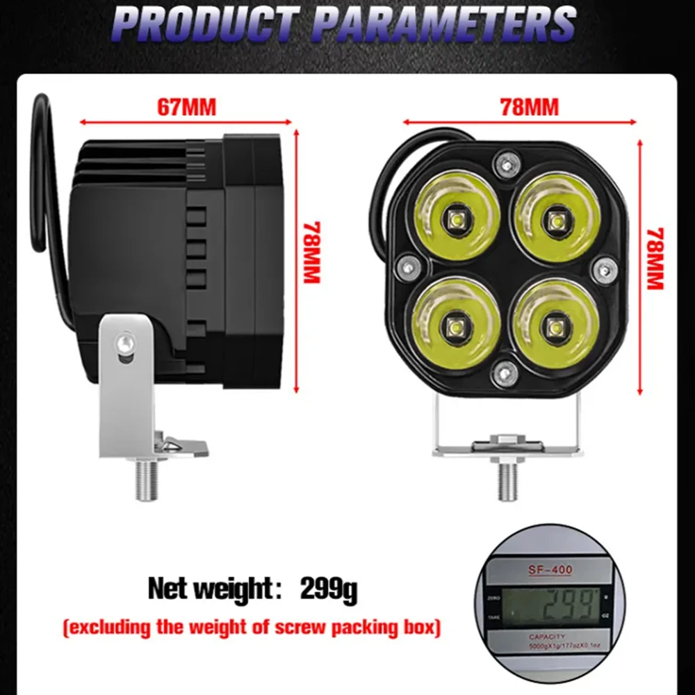 LED-Licht 40W Auto-Scheinwerfer Zweifarbige Motorrad-Spotlights Linse Für LKW ATV UTV Offroad 4x4 Jeep 12V 24V 3 Zoll Nebelscheinwerfer – Detail 16