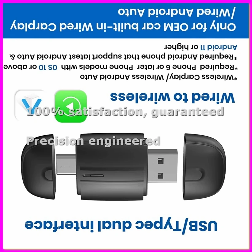 

Беспроводной адаптер Carplay и Android Auto 2-в-1: Умный USB-донгл Type-C для беспроводного управления в автомобилях - ELEC