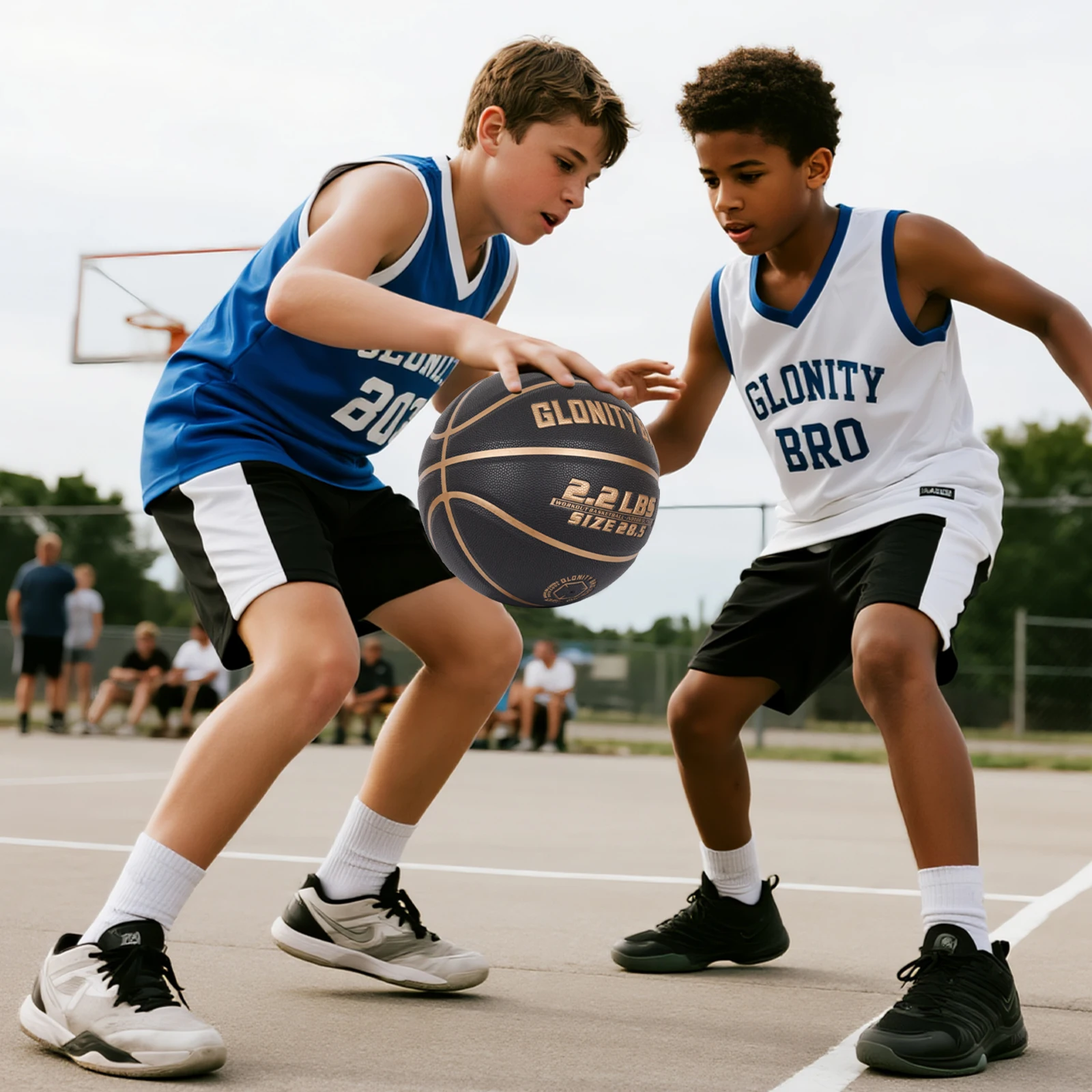 Fotografia 7: Bola de Basquete Pesada para Treinamento 6/7, 28.5''/29.5'' Masculina e Feminina, Couro Composto para Uso Interno e Externo, Ideal para Drible, Passes e Rebotes
