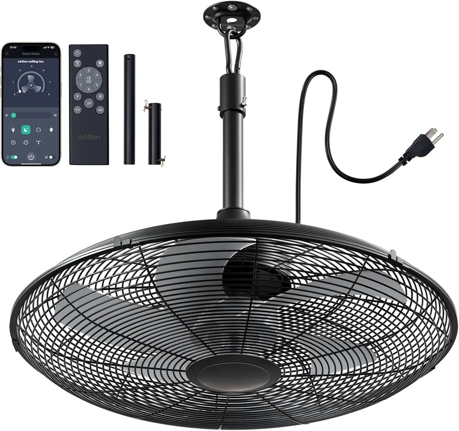 

Outdoor Gazebo Fan, 20 Inch IP65 Waterproof, Remote & APP Control, 6 Speeds Quiet DC Motor with Hook for Patio Pergola Backyard