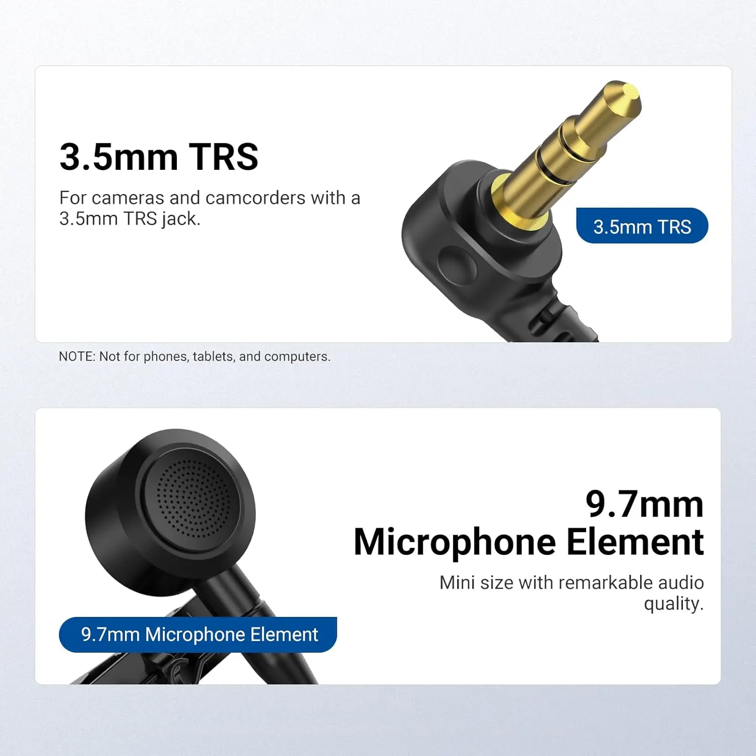NEEWER Mikrofon Lavalier ø9.7mm (2 sztuki), 3.5mm TRS Klips na klapę, przewodowy, wielokierunkowy mikrofon pojemnościowy z kablem 1.5m — zdjęcie produktu 5