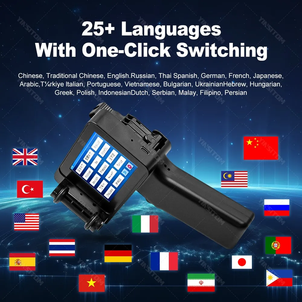 2-12.7mm Non-encrypted Handheld Inkjet Printer for Text QR Barcode Batch Number Logo Date Label Print Printer and ink Cartridges