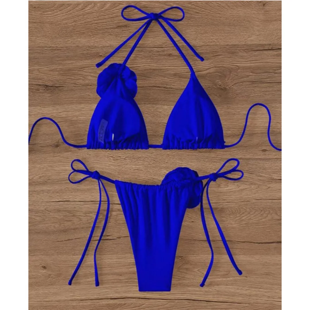 S - XL Sexy 3D-Blumen Neckholder-Bikini mit Trägern, Damen-Badebekleidung, zweiteiliger Bikini-Set, Badeanzug, Badebekleidung, Schwimmbekleidung V5297 – Detail 18