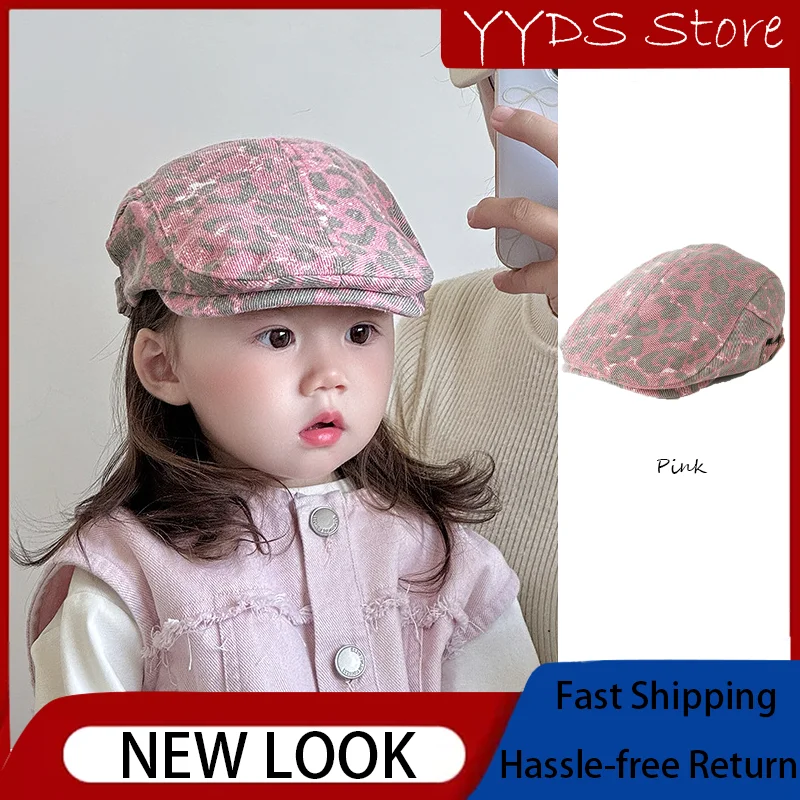 

Kids' Pink Leopard Print Newsboy Hat: Stylish Outfit, Trendy Toddler, Runway Fashion, Statement Headwear