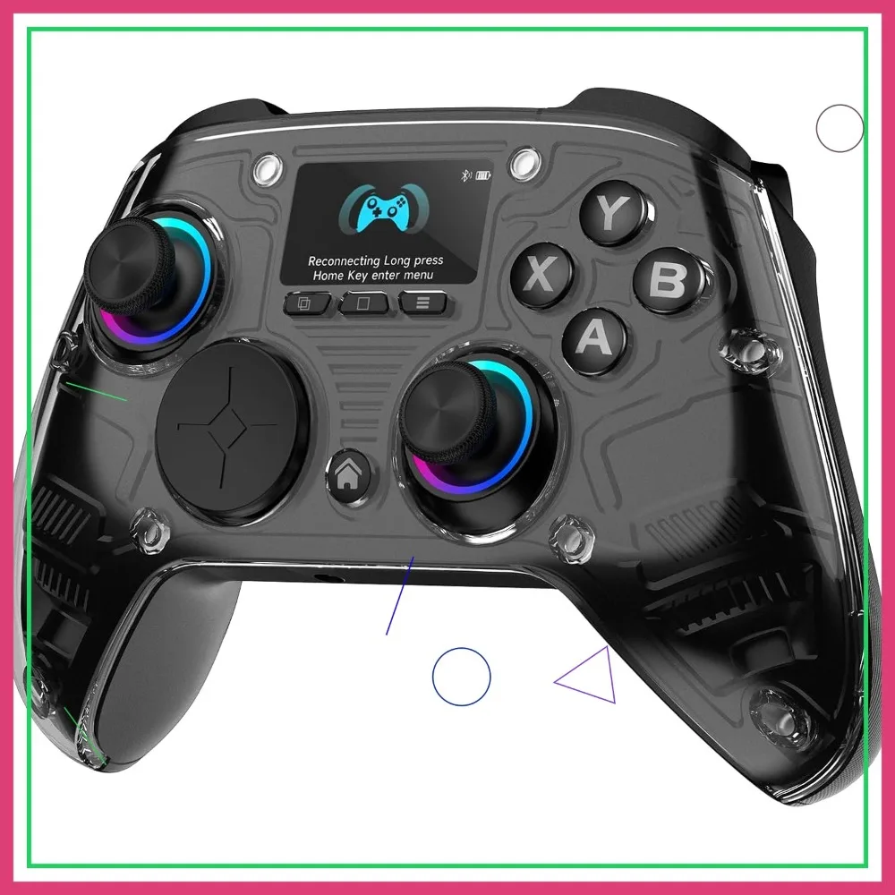 

Wireless PC Controller with Hall Effect Joystick, RGB, Turbo & Vibration, 1000mAh Battery for PC/Switch/iOS/Android