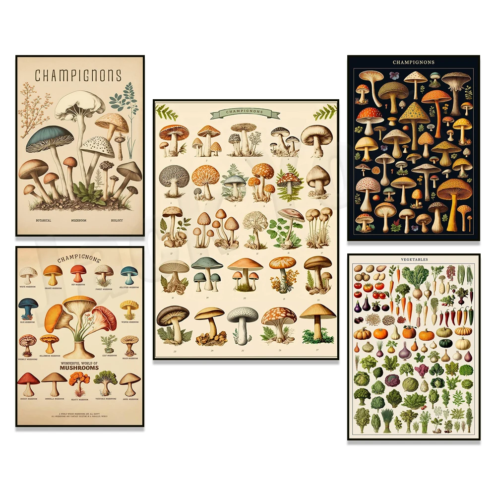 Mushroom World Poster, Shiitake Poster, Plant Wall Art, Vegetables, Herbs Poster Fungi Art, Garden Art, Plant Mom Printable Gift