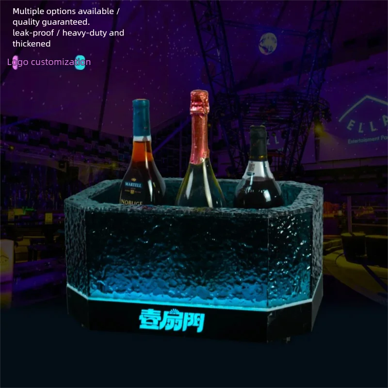 LED Charging Luminous Ice Patterned Champagne Bucket Bar Dedicated Red Wine Cooler Creative Drink Container