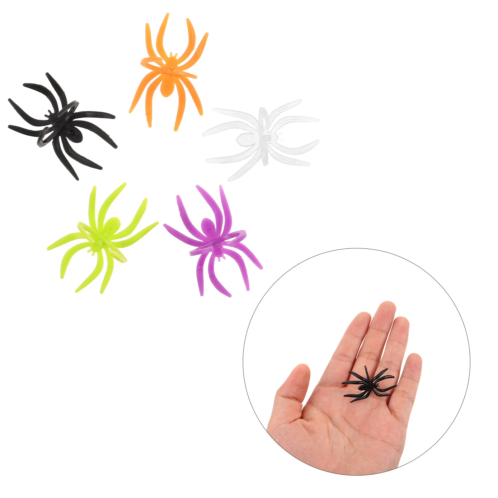 

120Pcs Spider Rings Colorful Halloween Plastic Jewelry Party Favors Cupcake Toppers Goodie Bag Fillers Spider Rings for Kids