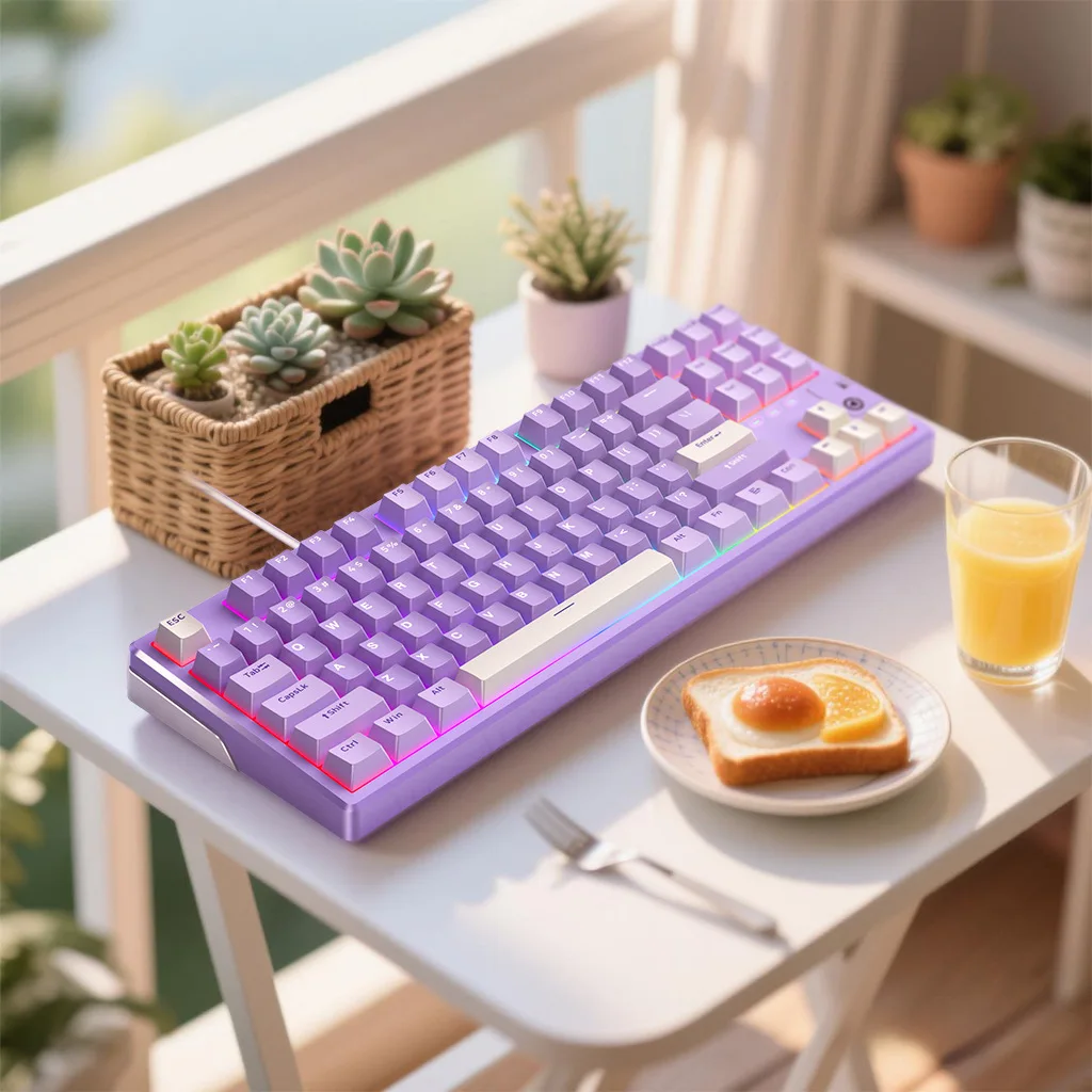 

Wired Gaming Keyboard with RGB Lighting Mechanical Feel Desktop Computer Accessories