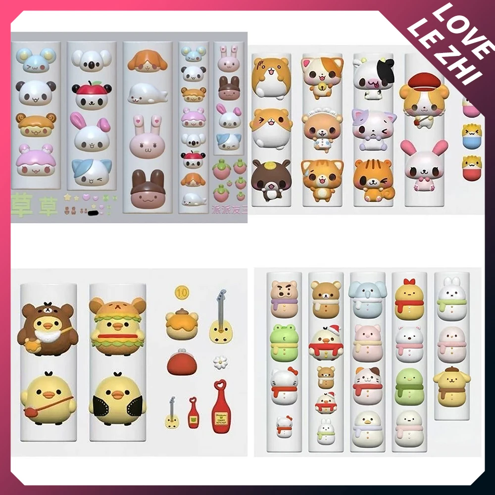 

1Pc Cute Cat Rabbit Chicken Panda Squirrel Nail Art Silicone Mold Kawaii Snowman Strawberry Musical Notes Fish Cake Nails Mold