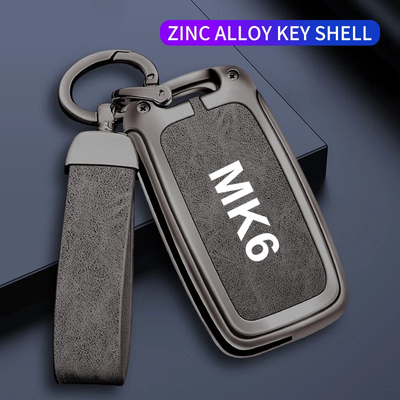 

Zinc Alloy Leather Car Key Case Cover Shell for VW Volkswagen Golf 6 MK6 2008 2010 2011 2012 Keyless Auto Keychain Accessories