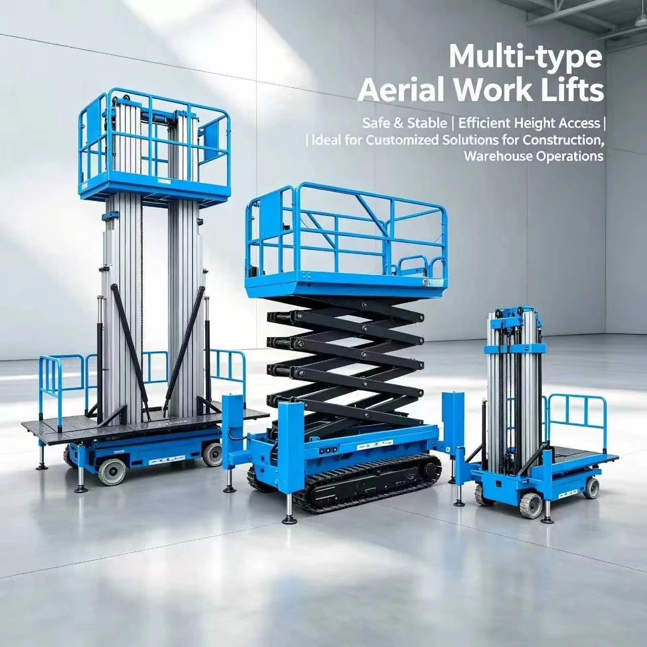Outdoor Rough Terrain Scissor Lift Four Wheel Drive Construction Site Uneven Ground High Lift Machine