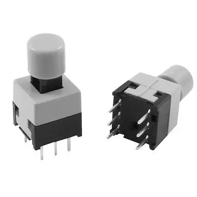 8.5 x 8.5mm Gray Cap Momentary Push Button Tact Tactile Switch 6 Pin DIP
