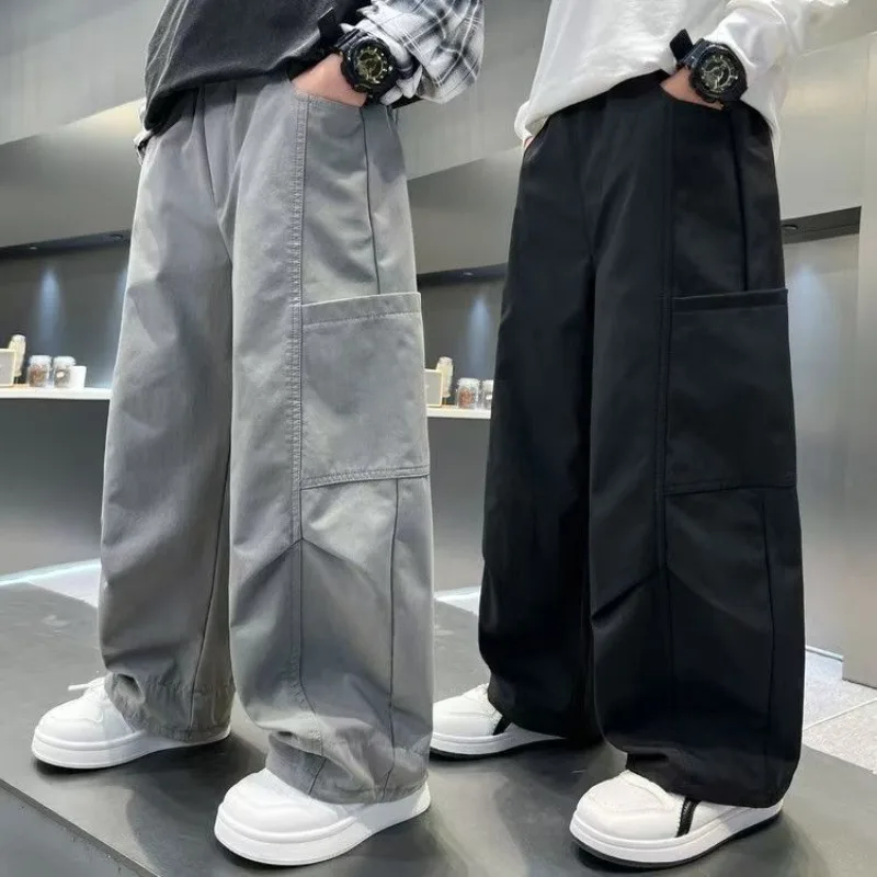 2026 Kinder Jungen Schicke Overalls UNITIM Herbst 4-14 Jahre Teenager Jungen Gerade Hose Locker Junge Elastischer Bund Hosenträger – Detail 3