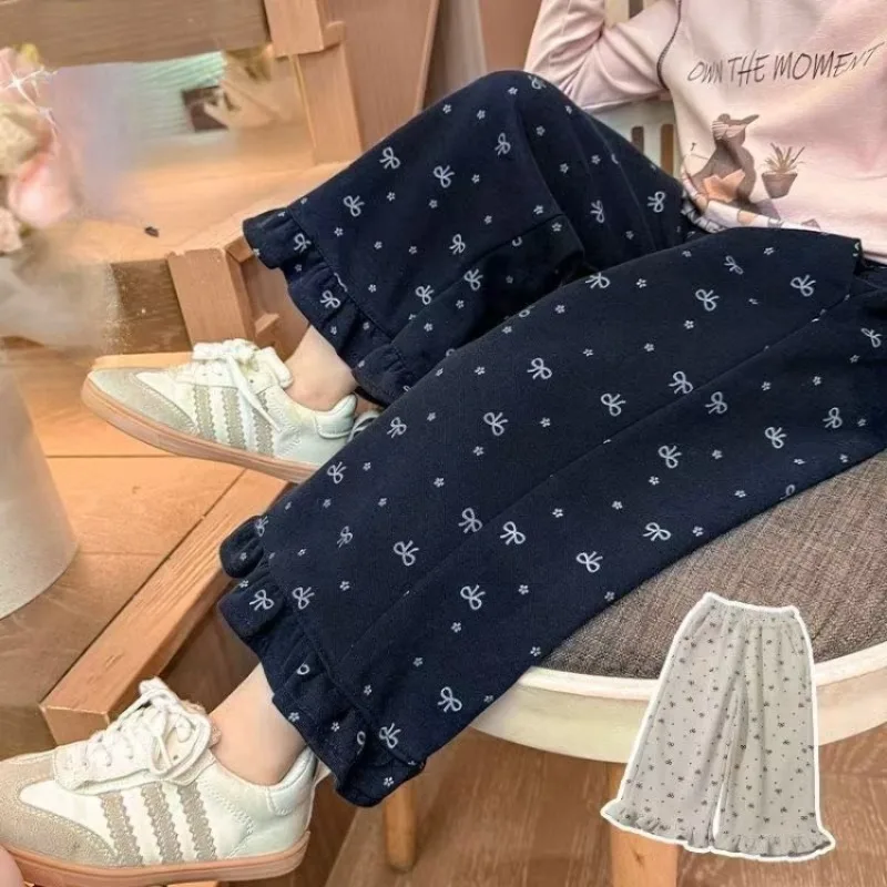 

Girls' Stylish Straight Leg Wide Leg Pants Spring Autumn Kids Casual Wear Breathable Cotton Toddler Trousers for Ages 3-8