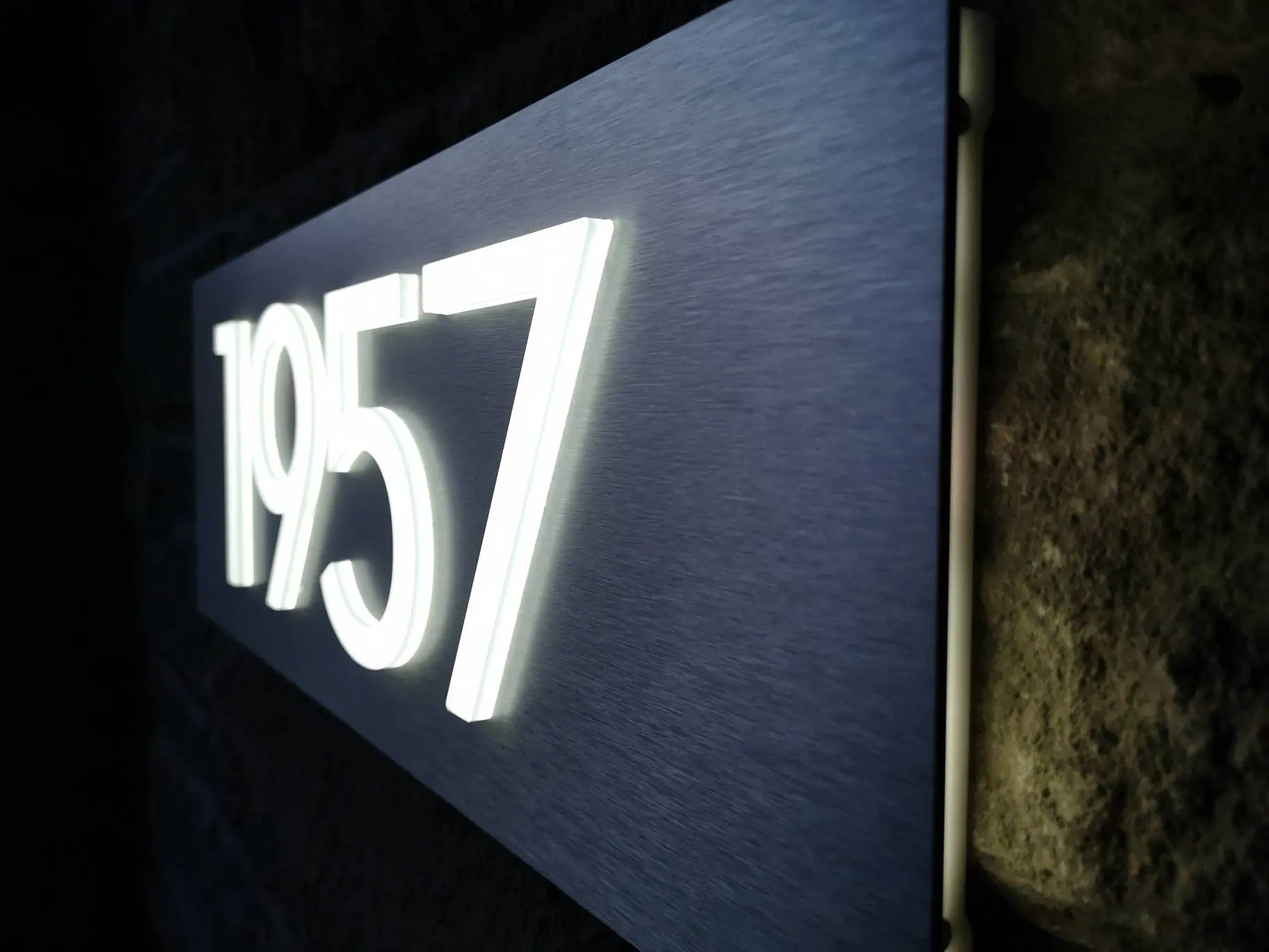 Custom 3D LED House Number Sign, Horizontal Metallic Silver with Black Numbers sign, Personalized Address Plaque