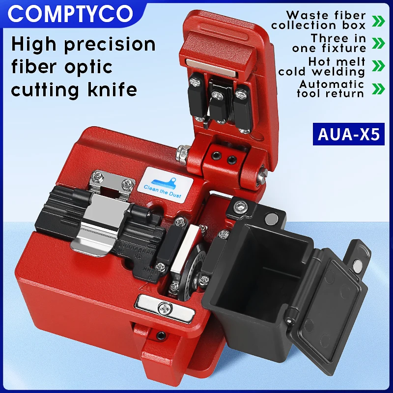 COMPTYCO AUA-X5 섬유 절단기 케이블 절단 칼, FTTT 광섬유 칼 도구, 고정밀 절단기, 16 표면 블레이드