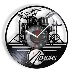 Drummers Personalized Drum Wall Clock Music Instrument Drum Kit Wall Decor Vinyl Record Wall Clock Music Lover Drummers Gift