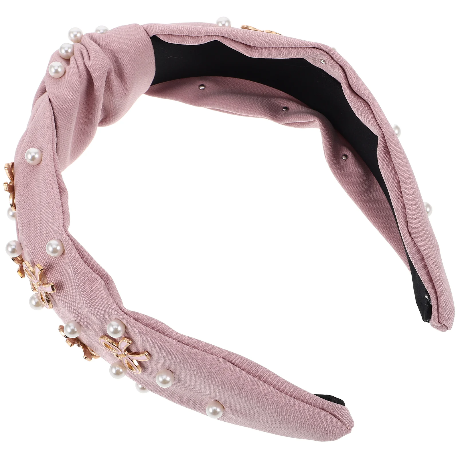 Pearl Knotted Headband for Girls Fake Female Hair Decoration Hairband Ornament Imitated Woven