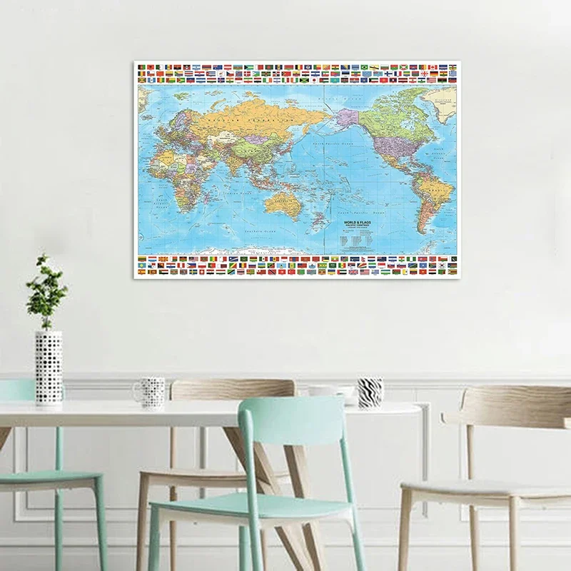 Karte der Welt, 150 x 100 cm, ungerahmte Poster und Drucke, Wohnzimmer-Wandkunst, Bilder, Leinwandgemälde, Büro- und Schulbedarf