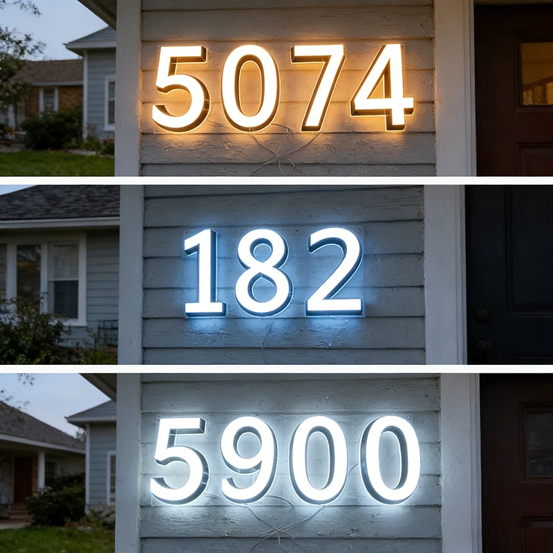 

3D LED-номера домов с подсветкой, двусторонние, уличные, водонепроницаемые, современные, акриловые таблички для входных групп, декоративные вывески для двора