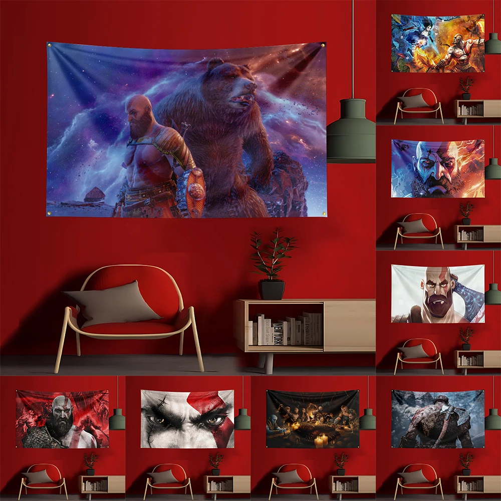 

3X5 FT G-God Of WarS Game Flag Polyester Printed Party Flag for Garage Room Decoration