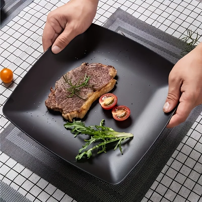 8-Piece Set - Shatterproof Plastic Square Plates - Reusable Plates - Lightweight and Durable, Suitable for Desserts/Fruit/Snacks