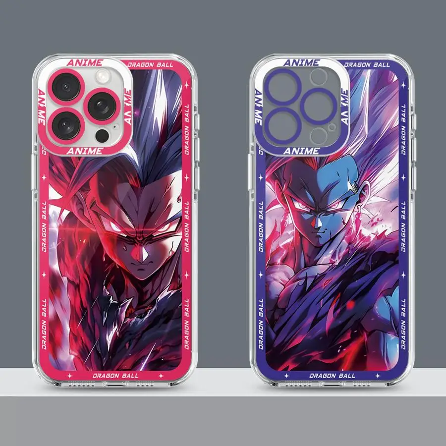 حافظة شفافة لهاتف آيفون 13 12 11 Pro MAX XR 16e 16 15 14 Plus 17 Air 12 Mini 7 8 Dragon Ball Gohan Vegeta Goku