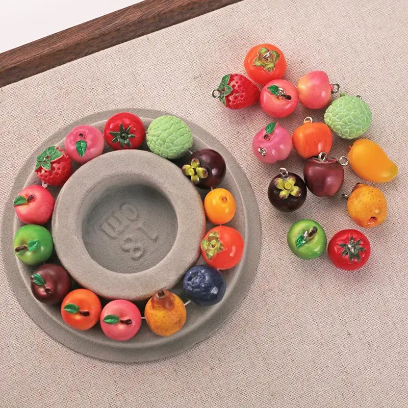 3D Simulated Fruit Resin Pendants 5Pcs Scratch Resistant Charms for DIY Necklace Earring Bracelet Handmade Jewelry Craft