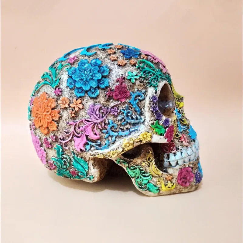 MGT-Resin Craft Skull Statues and Sculptures, Garden Statues, Creative Ornaments, DIY Art, Carving Statue