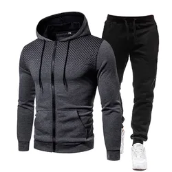 Solid color 2024 new men's casual sportswear set autumn and winter two-piece set men's sportswear+pants set fashionable zipper