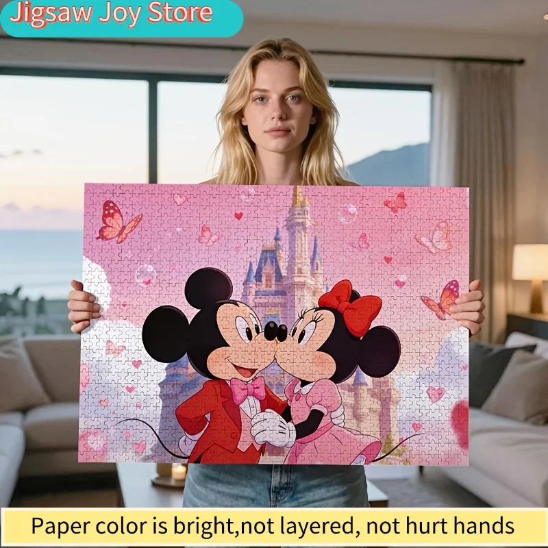 

Пазл 2D, 1000 деталей, «Замок Диснея» для пар – Микки и Минни с пузырьками в форме сердца и бабочками, для взрослых, для релаксации