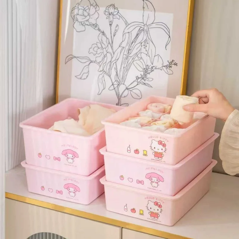 Sanrio My Melody Large Capacity Bra Panties Organizer HelloKitty Stackable Lid Grid Cartoon Dorm Essential Space Saver Toys - view 3