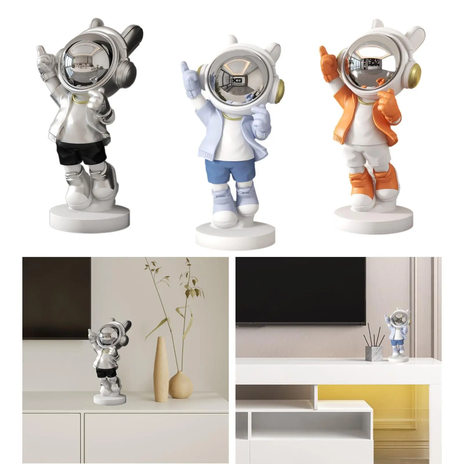 Astronaut Sculpture Art Crafts Desktop Ornament Modern Statue for Office Cabinet Table Centerpiece Bedroom Housewarming Gift