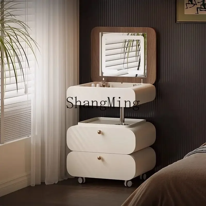 

SM Solid Wood Dresser Small Modern Bedroom Movable Lifting Mini Makeup Table Mirror