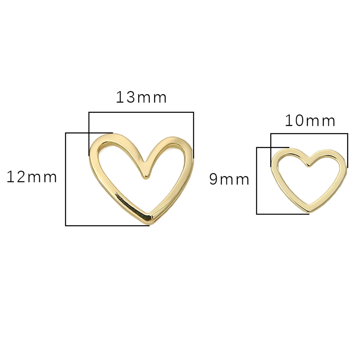 14K Gold Plated Hollow Curved Heart Shaped DIY Earring Accessories Hanging Ornaments for Jewelry Making