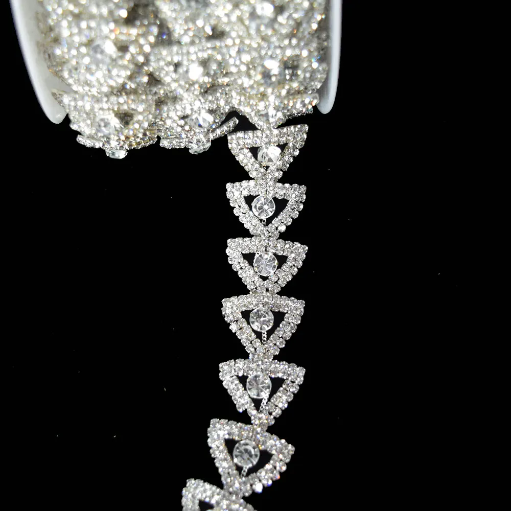 

1 Yard Rhinestone Triangle Trim Chain Garment Accessory Apparel Decoration for Dress Belt DIY Craft Women's Fashion Accessory