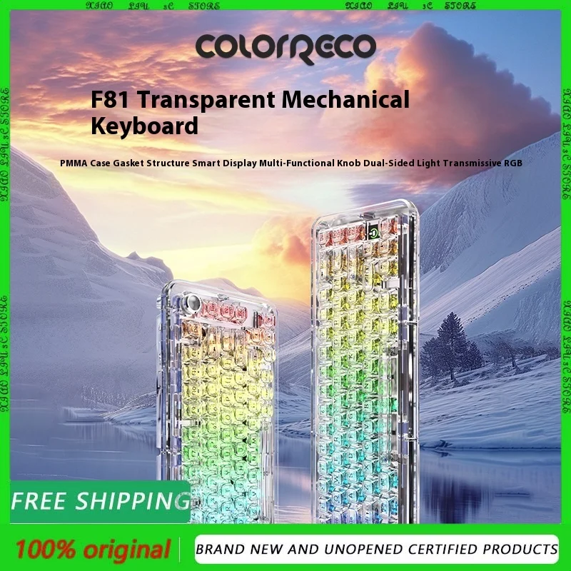 

ColorReco F81 three mode Mechanical keyboard game customization, fully transparent keycap women's laptops for office use