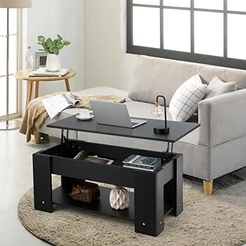 

Lift Top Coffee Table, Cocktail Table with Lift-Up Desktop, Coffee Desk with Hidden Compartment, Compact Tea Table for Small Sp