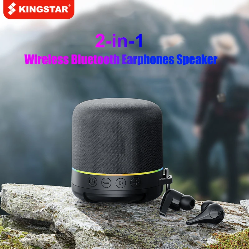 KINGSTAR 2in1 Wireless Bluetooth Earphone Speaker Touch Sports Headphones Strong Bass Sound box Portable Speakers In-Ear Earbuds