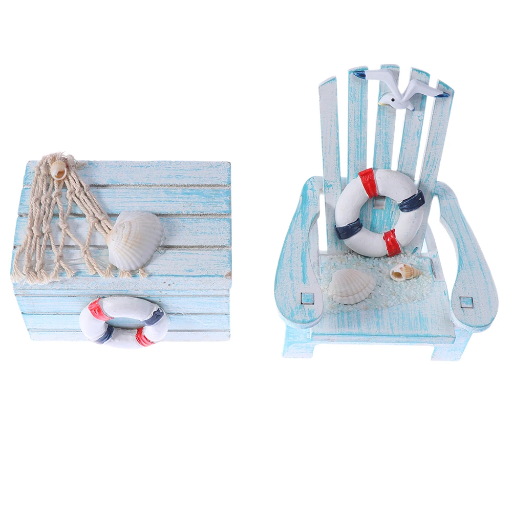 

/Set Wooden Chair Ornament Desktop Decoration Mini Furniture Summer Theme Sea Decor Colleague Gift Mini Treasure