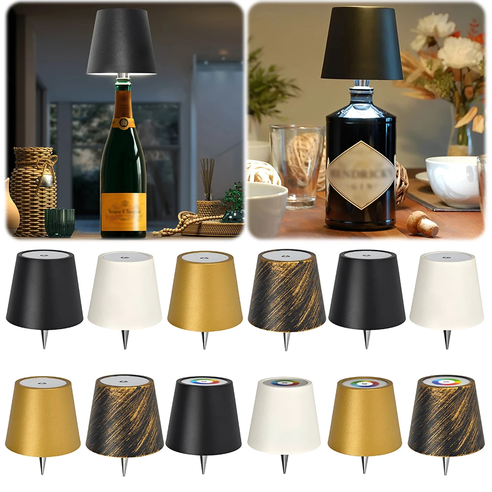 Wine Bottle Light Stepless Dimming LED Table Lamp Rechargeable 2000mAh Wine Bottle Decorative Light for Parties Bars Restaurants