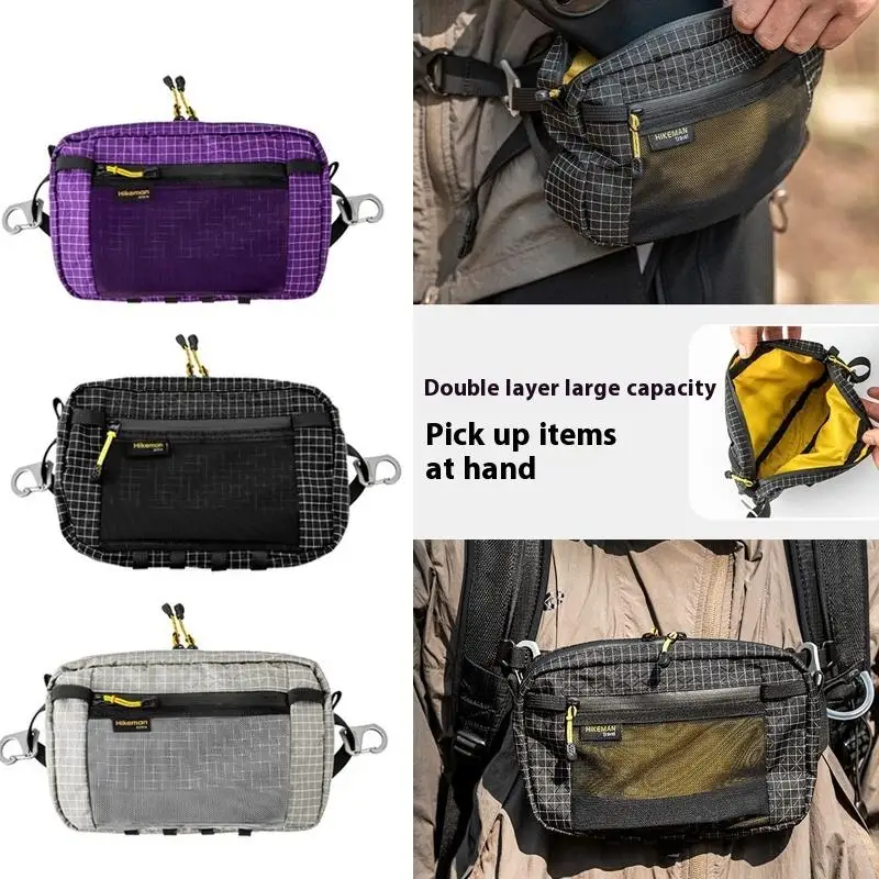 حزمة خصر شبكية من النايلون وجيب للهاتف وحزام سريع الضبط مقاوم للماء وجيب متعدد لركوب الدراجات والجري والمشي لمسافات طويلة والتخييم