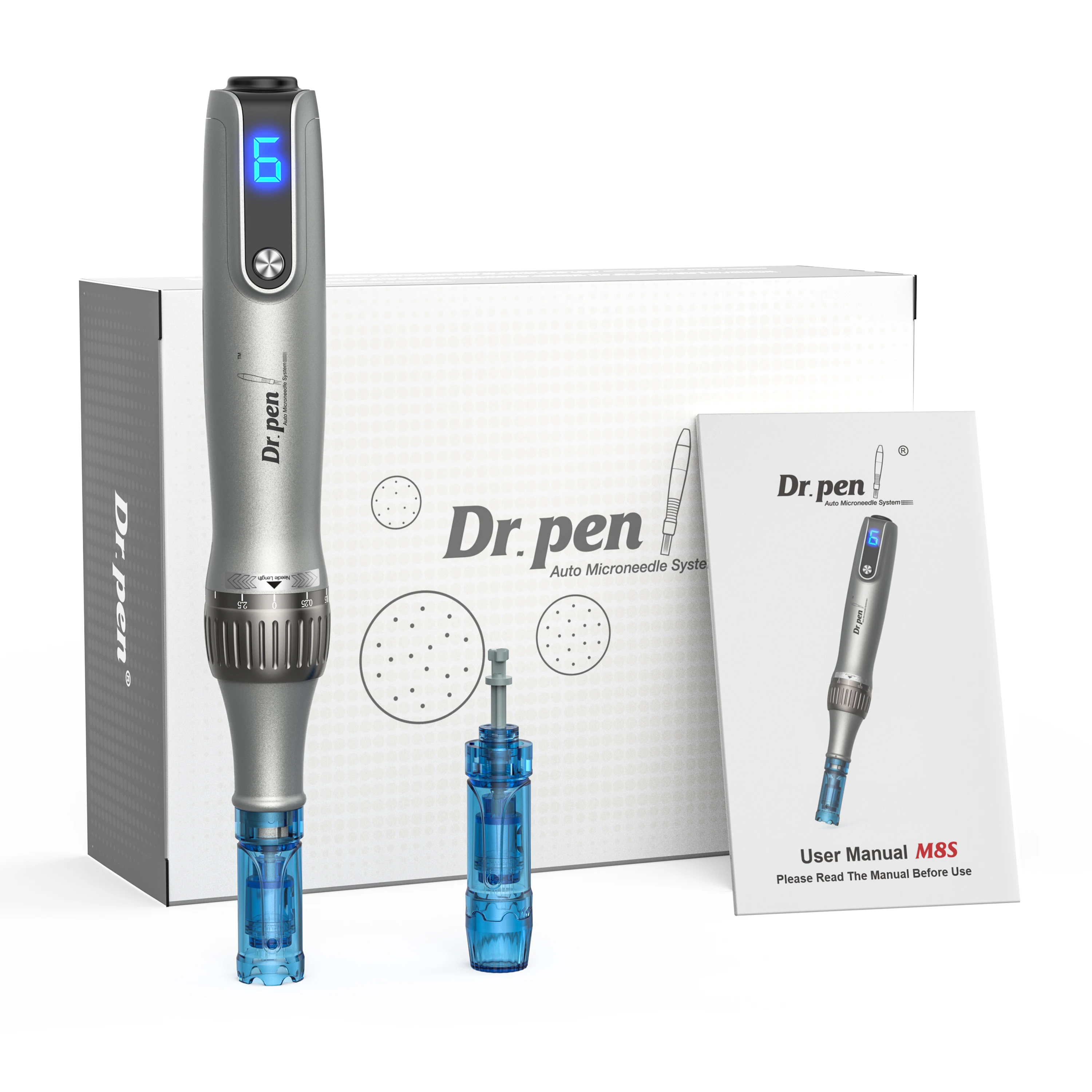 authentic-dr-pen-ultima-m8s-with-22-pcs-needle-pin-microneedling-pen-wireless-derma-pen-beauty-machine-needle-length-025-mm