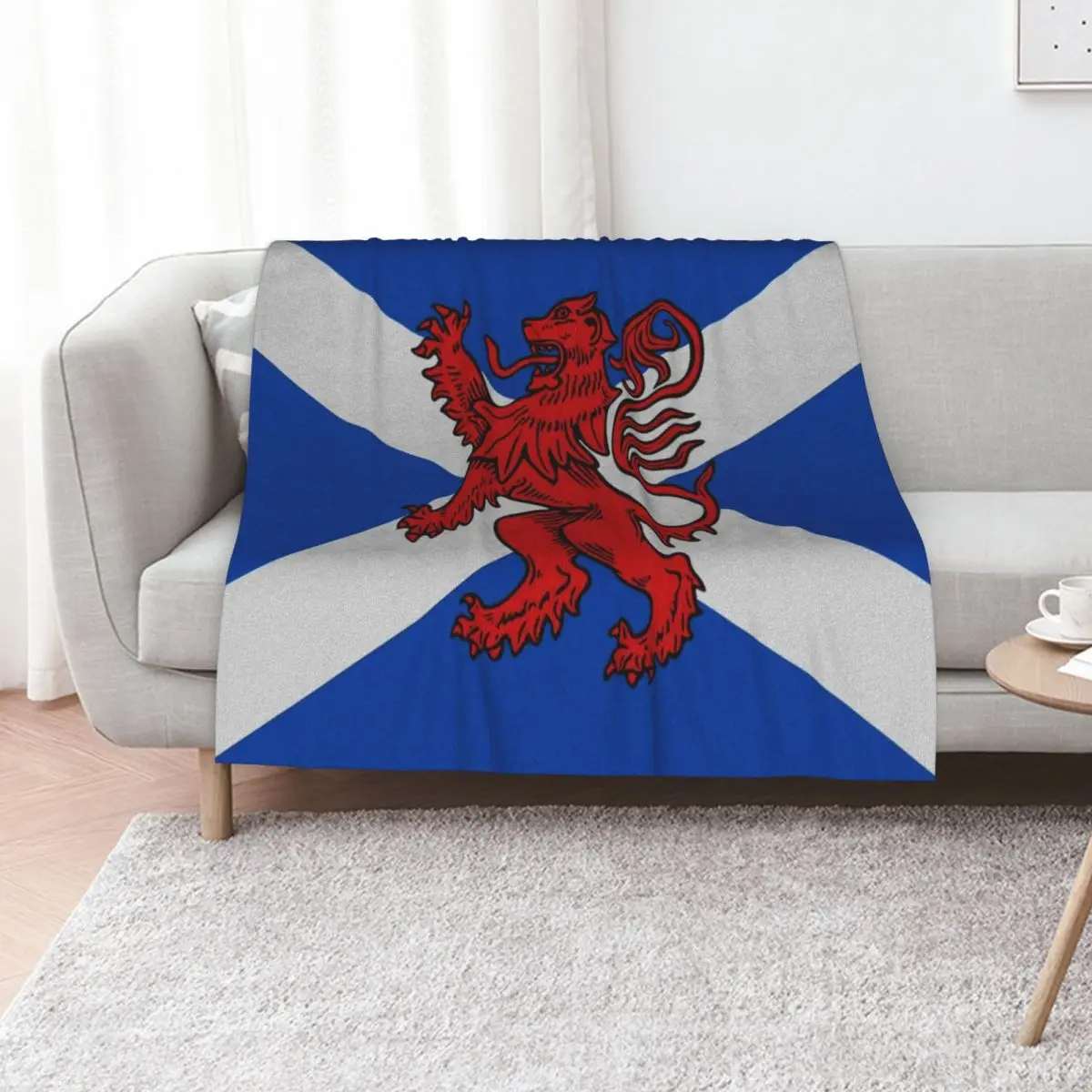 THE SCOTTISH LION Throw Blanket Faux Fur Soft Warm Blanket for Bed