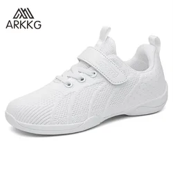 ARKKG Girls White Cheerleading Shoes Kids Soft Bottom Cheer Shoes Mesh Breathable Womens Competition Trainer Shoes Dance Shoes